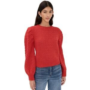 ESCVDO Pullover Puff Sleeve Milagros Sweater in Red Alpaca Blend Womens Small